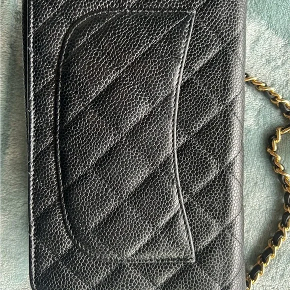 Chanel Timeless Classic Quilted Wallet On Chain Black Caviar with Gold Detailing - Picture 8 of 9